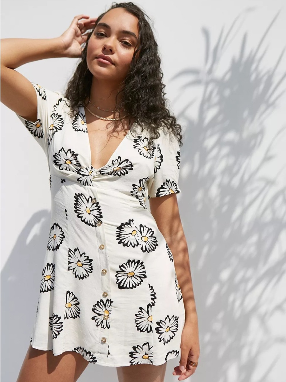 UO Bettie Twist-Front Black Floral Summer Mini Dress - Sold Out - Size XS